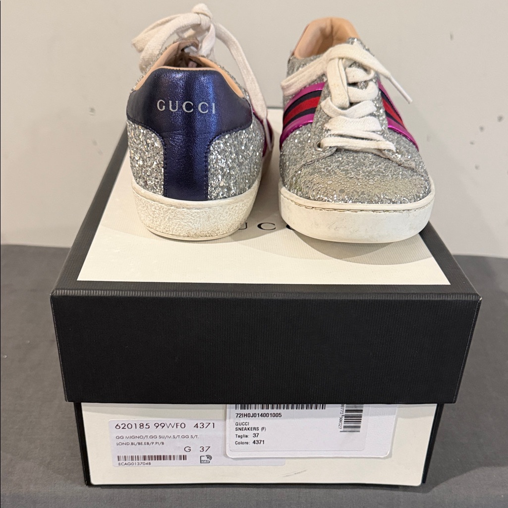 Gucci Womenâs Sneakers - Silver, Pink, And Blue